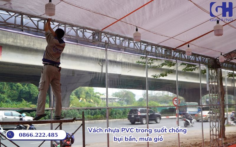 vách nhựa ngăn bụi, mưa gió